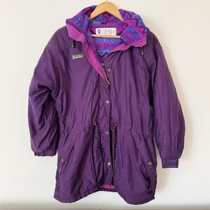 Vintage Columbia Sportswear Radial Purple Teal Fleece Lined Jacket Small Ski EC